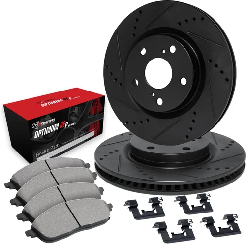 R1 Concepts Frenos y rotores delanteros, accesorios incluidos, kit de pastillas de freno y rotores delanteros Optimum OEp, compatible con Chrysler