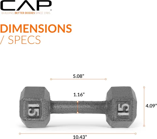 Miniatura 4 de CAP Barbell Mancuerna hexagonal de hierro fundido Múltiples opciones Gris