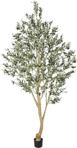 Miniatura 9 de Realead Árbol de olivo artificial de 6 pies, plantas de olivo sintético alto, árbol de seda de olivo falso en maceta con ramas y frutas, árboles