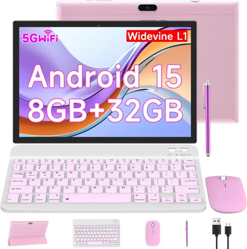 Miniatura 8 de Tablet Android 15 de 10 pulgadas, tabletas 2 en 1 con teclado/ratón/estuche/lápiz capacitivo, 8 GB de RAM+32 GB ROM/1 TB Expandir Tableta