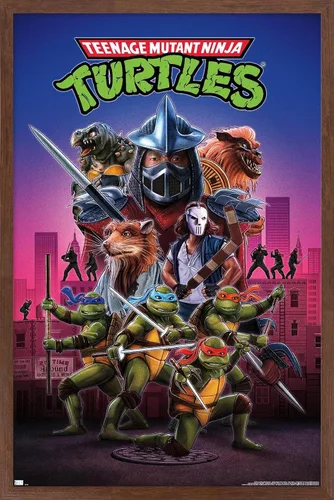 Miniatura 10 de Teenage Mutant Ninja Turtles (1990) - Póster de pared de una hoja, 22.4 pulgadas de largo x 14.7 pulgadas de ancho, versión enmarcada de madera