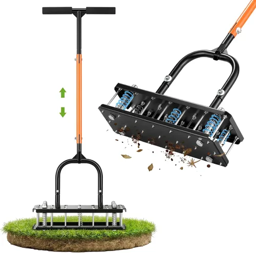 Aireador manual para césped, aireador de césped y patio, ligero de 7.7 libras con picos de acero de 21 × 3.5 pulgadas, diseño ergonómico de reinicio