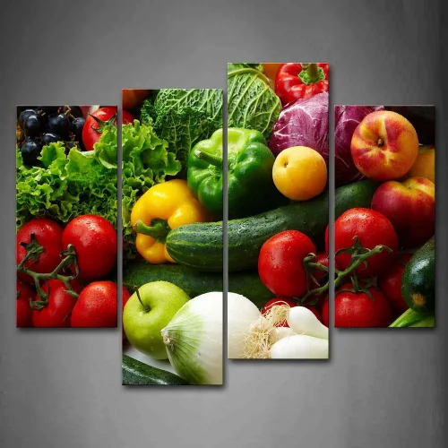 Las diversas verduras coloridas de la pintura del arte de la pared de las imágenes imprimen en la comida de la lona la imagen para la decoración