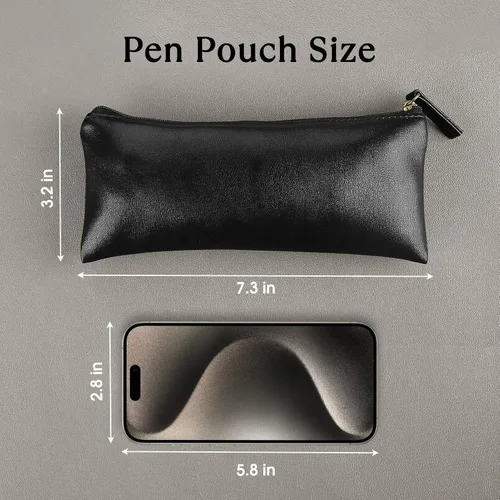 Miniatura 5 de Estuche para lápices MROCO Bolso negro para lápices Estuche de cuero PU para bolígrafos Pequeña bolsa con cremallera para lápices, bolígrafos