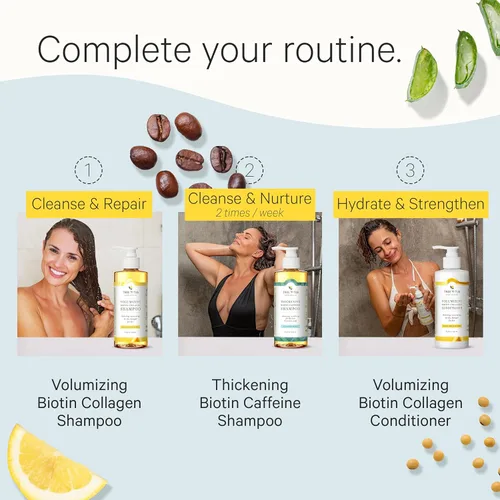 Miniatura 5 de Tree To Tub Acondicionador vegano de biotina y colágeno para cabello seco y dañado, acondicionador voluminizador sin sulfato para engrosamiento