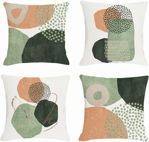 Juego de 4 fundas de almohada modernas de mediados de siglo de 18 x 18 pulgadas, fundas de almohada geométricas bohemias para sofá al aire libre,
