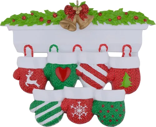Miniatura 11 de MAXORA Adorno personalizado para árbol de Navidad de familia de 10 manoplas 2023, tradición familiar, recuerdo de Navidad, colección de regalo
