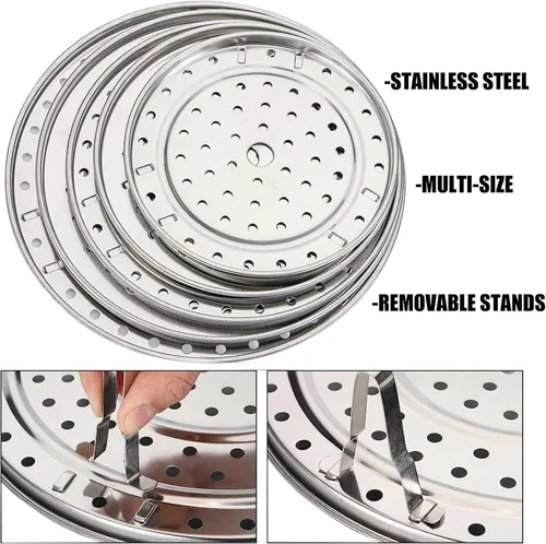 Miniatura 3 de Yesland Estante de vapor de acero inoxidable 304 de 5 tamaños, estante para olla a presión y estante de refrigeración con patas desmontables