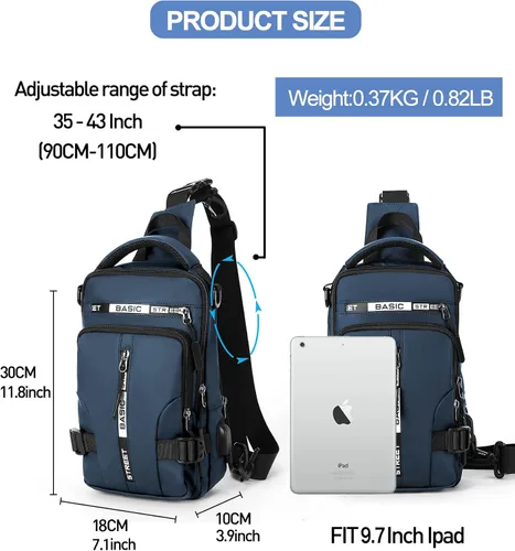 Miniatura 37 de Mochila cruzada pequeña negra para hombre y mujer, H-Negro, S, Moda