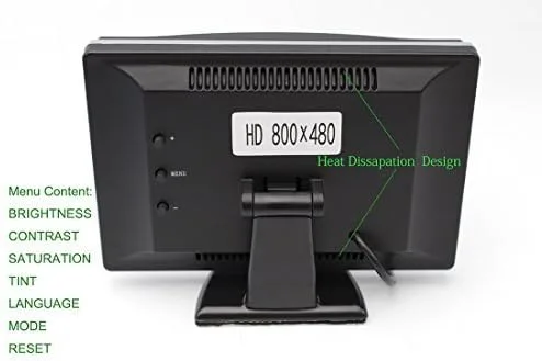 Miniatura 3 de Monitor de cámara de respaldo AHD 800x480 de 5 pulgadas, pantalla a color TFT LCD GreenYi-08, pantalla de dos entradas de video para cámara