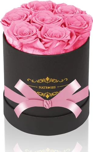 Miniatura 15 de NATROSES 7 piezas de rosas preservadas en una caja, flores preservadas para cumpleaños, regalos de flores para el Día de la Madre (negro)