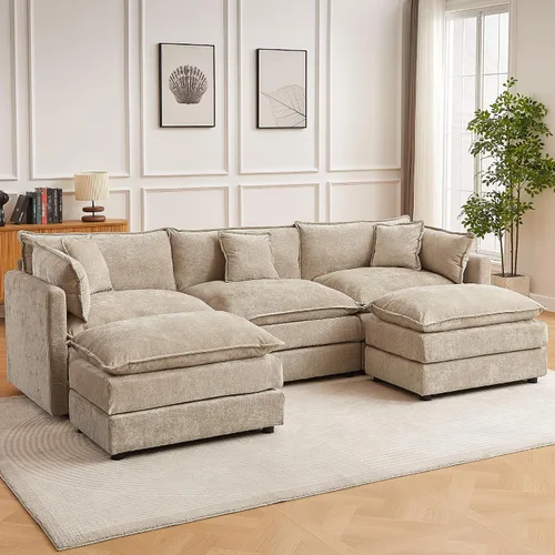 Miniatura 23 de Sofá modular seccional, juego de sofá en forma de L de 77 pulgadas con reposabrazos, cómodos sofás de nube de 2 plazas para sala de estar