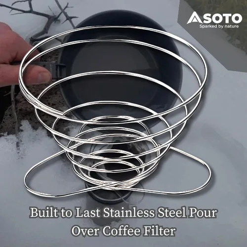 Miniatura 6 de SOTO Cafetera compacta Helix – Gotero portátil de acero inoxidable para viajes, camping, ciclismo y hogar, diseño ligero, plegable y ecológico