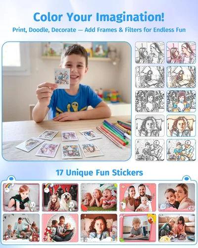 Miniatura 5 de Instant Camera, 1080P Kids Camera for Girls Boys Christmas Birthday Gifts, Dual-Lens Instant Print Digital Cameras for Kids Teens Toddle, 4 Rolls