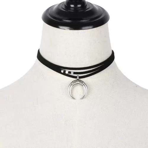 Miniatura 3 de FMR Gargantilla de luna creciente para mujer, collar de luna, collar de terciopelo negro, collar vintage de múltiples capas, collar con colgante