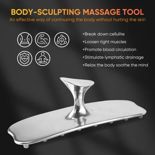 Miniatura 2 de ONUEMP Cepillo de celulitis de acero inoxidable, herramienta de masaje fascia, kit de maderoterapia para Gua Sha, escultura corporal de hielo