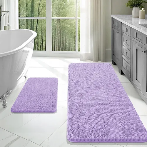 Miniatura 59 de OLANLY Juego de alfombras de baño de 2 piezas, alfombras de baño de chenilla suave y absorbente y alfombra de contorno en forma de U para inodoro