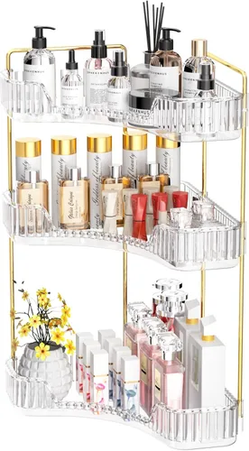 Miniatura 13 de GTI Organizador de 2 niveles para encimera de baño, organizador de esquina multifunción para encimera de baño, organizador de maquillaje y perfume