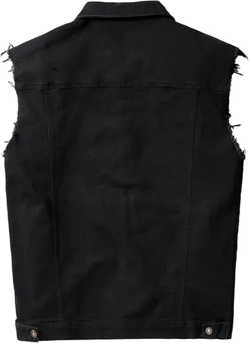 Miniatura 2 de Chaleco de mezclilla para hombre, a la moda, elástico, camionero, sin mangas, ropa de abrigo