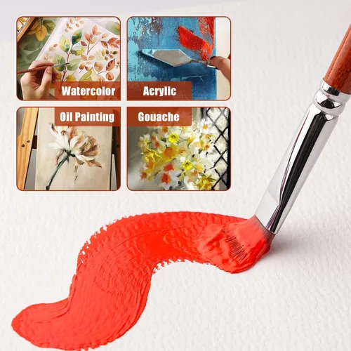Miniatura 3 de 14 piezas de pinceles de pintura acrílica, juego de pinceles de pintura profesional con cerdas sintéticas y cuchillo de paleta extra - Pinceles