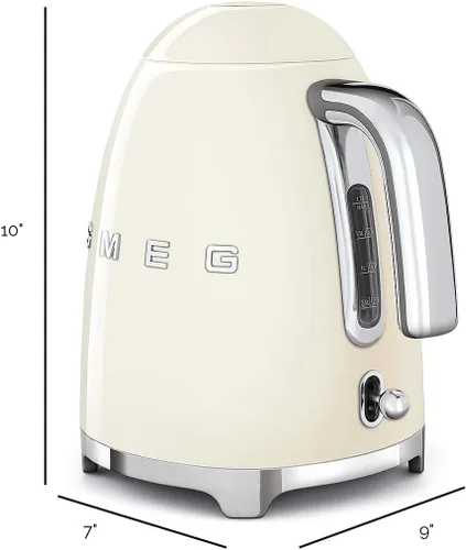 Miniatura 3 de Smeg - Tetera eléctrica de estilo retro de los años 50 de 7 tazas con apagado automático, base removible e indicador de agua, KLF03CRUS, color crema