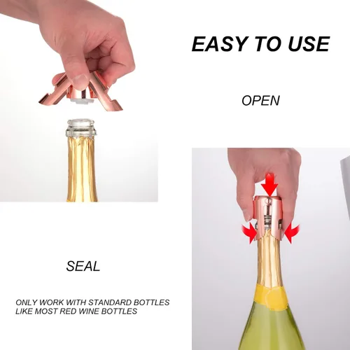 Miniatura 3 de OWO Tapones para botellas de champán de acero inoxidable, corcho de champán reutilizable y tapón ahorrador, Prosecco a prueba de fugas y tapón