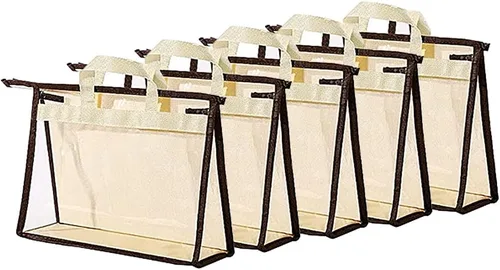 fazhongfa Organizador de almacenamiento de bolso colgante de 5 piezas, no tejido, transparente, a prueba de polvo, monedero, cartera, bolsa de