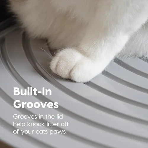 Miniatura 4 de IRIS USA Caja de arena para gatos, entrada grande en la parte superior con tapa para atrapar arena y cuchara, a prueba de perros, recinto para caja