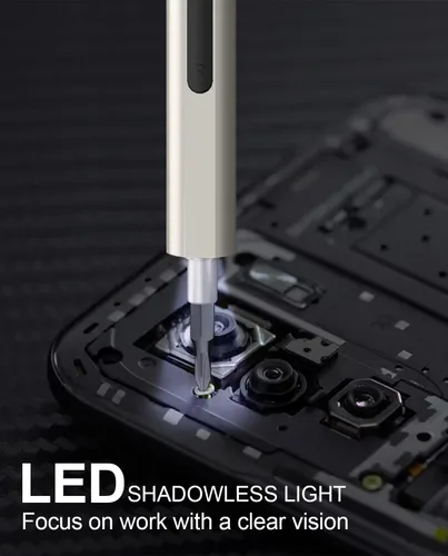 Miniatura 2 de HYCHIKA Juego de Destornilladores de Precisión, Mini Destornillador Eléctrico 67-en-1 con 52 Puntas Magnéticas, 3 Ajustes de Torque, Luz LED y Kit