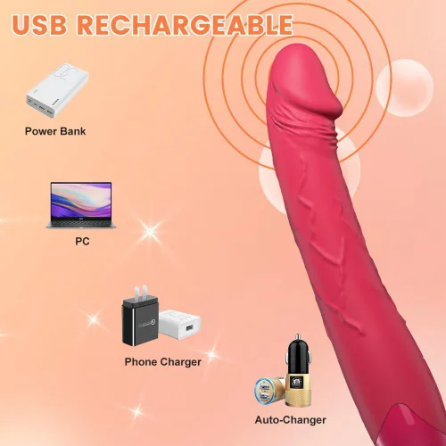 Miniatura 6 de Vibrador de punto G con consolador - Juguetes sexuales para mujer adultos impermeables con 10 potentes vibraciones, consoladores de silicona