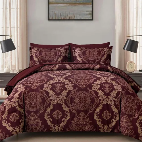 Miniatura 17 de WONGS BEDDING - Juego de edredón negro tamaño full, textura damasco dorado, juego de 7 piezas en una bolsa, de microfibra - 1 edredón, 1 sábana