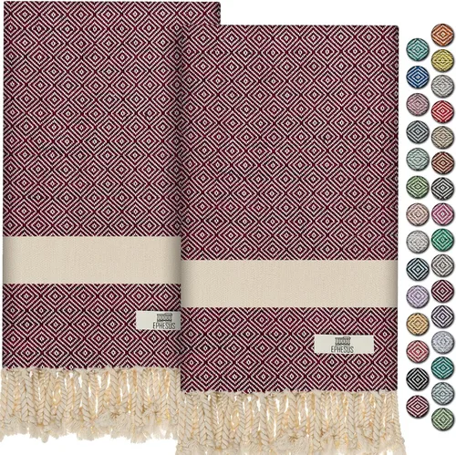 Miniatura 25 de EPHESUS TOWELS Toallas de Mano - Juego de 2 18" x 30" - Toalla de Mano Turca Decorativa para Baño, Cocina, Invitados, Cara, Cabello, Té, Paño