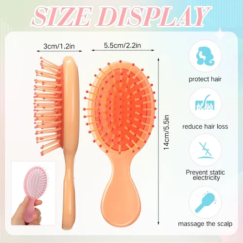 Miniatura 2 de Paquete de 36 mini cepillos desenredantes para desenredar chorros para niños pequeños, cerdas suaves, cepillo de viaje para mujeres y niñas
