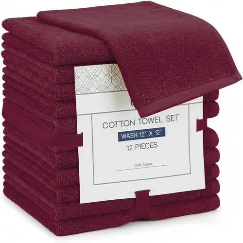 Miniatura 19 de Linteum Textile - Juego de toallas faciales de 12 x 12 pulgadas, 100% algodón suave, 16 paños hilados de un solo anillo, toallas faciales