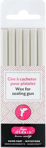 Cera para pistola de pegamento Herbin - 4 3/4 de largo - Blanco blanco (Extra White)