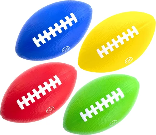 LMC Products Paquete de 4 pelotas de fútbol para niños, 7.25 pulgadas, fútbol suave y pequeño, mini pelota colorida para niños, incluye verde,