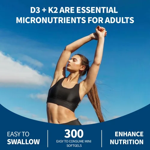 Miniatura 8 de Vitamina D3 10,000 UI + K2 200 mcg, 300 cápsulas blandas Aceite de coco Apoyo 2 en 1 para huesos, inmunes y cardíacos Fácil de tragar, sin OMG