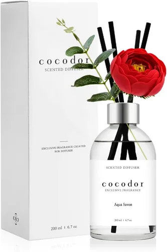 COCODOR difusor de camelia de etiqueta blanca, 6.7 onzas, decoración para el hogar y la oficina, fragancia para regalos, aromaterapia