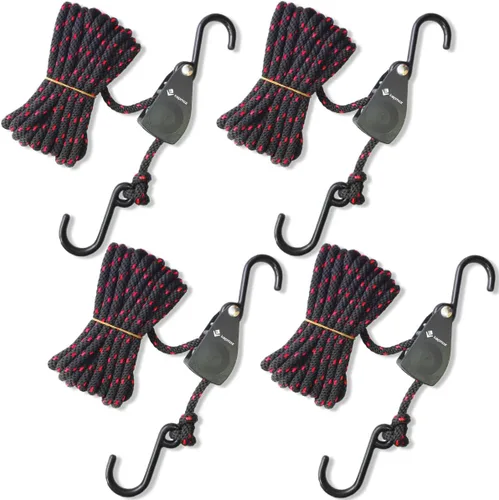 Miniatura 10 de LE KAPMOZ Correas de amarre para kayak, arco de canoa y popa, polea de trinquete de carga resistente, colgador de cuerda