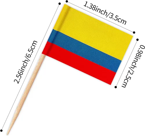 Miniatura 3 de ZXvZYT Bandera de Colombia - Banderas de palillos de dientes colombianos, mini adornos para cupcakes de Colombia, decoración de frutas y cóctel