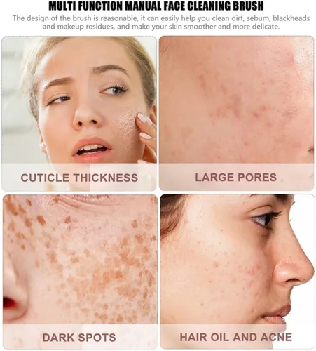 Miniatura 4 de Healifty Cepillo de limpieza facial manual cerdas suaves limpieza profunda cepillo facial conjunto para el cuidado de la piel de las mujeres