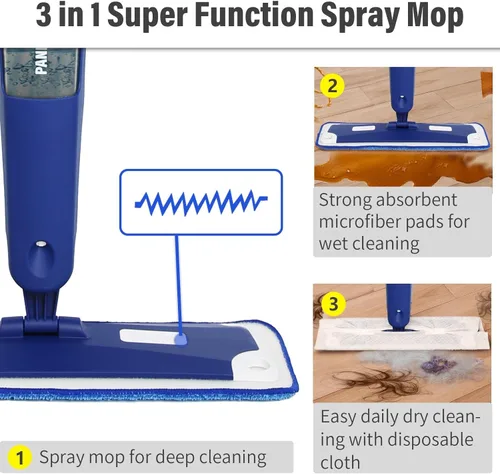 Miniatura 5 de Trapeador para mopa multiusos de primera calidad, mopa profesional de limpieza en seco y húmedo de madera dura de 18 pulgadas