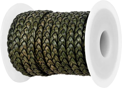 Miniatura 11 de GENIQUE Cordón de cuero trenzado plano de 0.197 in, cuerda de cuero para fabricación de joyas, tiras de cuero, ribete de cuero (16.4 ft)