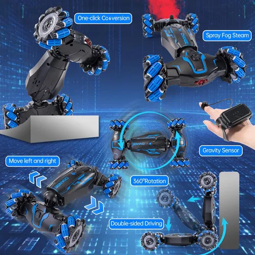 Miniatura 3 de 4WD Coche de Control Remoto con Sensor de Gesto, Giro de 360° de Doble Cara, con Luces y Música, Coche RC de Acrobacias con Giros para Niños de 6 a