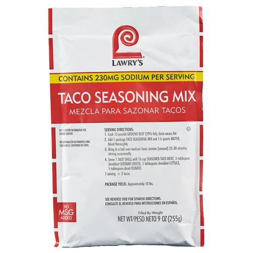 Mezcla de condimento para tacos Lawry's, 9 oz - Un paquete de 9 onzas de mezcla de condimento para tacos, ideal para tacos de pollo, ternera,