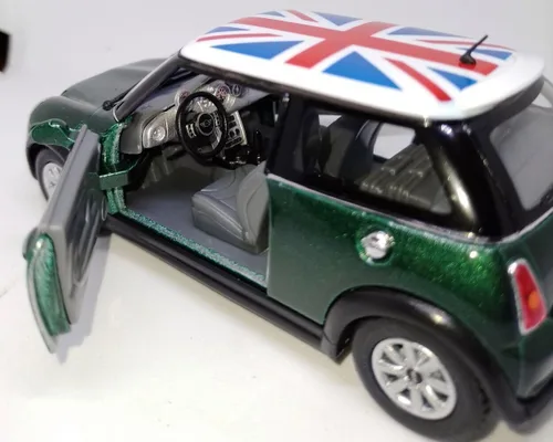 Miniatura 2 de KiNSMART - Mini Cooper S - Coche de juguete modelo de metal fundido a presión de 5 pulgadas, escala 1:28 (bandera británica verde)