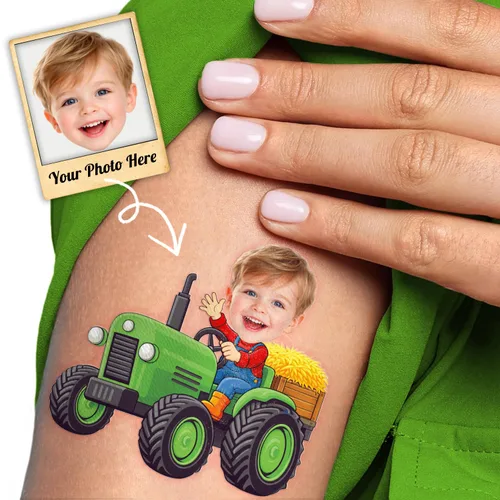Miniatura 10 de Tatuajes temporales de tractor que brillan en la oscuridad para niños, 96 calcomanías precortadas luminosas de granja Recuerdos de fiesta