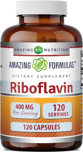 Miniatura 7 de Amazing Formulas - Suplemento de riboflavina (vitamina B2), 400 mg por porción, 60 cápsulas, sin OMG, sin gluten, fabricado en Estados Unidos