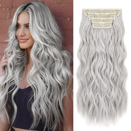 Miniatura 15 de REECHO Extensiones de cabello, 4 extensiones de cabello con clip, HE001, extensiones de cabello sintético suave natural para mujer, rubio claro