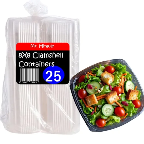 Miniatura 12 de Mr Miracle - Envases de almeja de plástico transparente desechables, resistentes a fugas y duraderos para entregas como Uber Eats, ideales